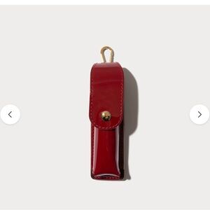 Bandolier Red Patent Leather Lipstick Case with Gold Hardware